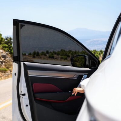 Nuanchu 4 Pack Car Window Shade Seat Sun Protection Cover Breathable Mesh Front Rear Universal Automotive Window Cover for Family Camping Privacy Blackout Front(23'', 22-43'') Rear(21'', 22-43'') - Image 7