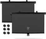 Firestone 2 Pack Retractable Automotive Sunshade Car Window Sunshades - Blocks 99% UV Rays, Lightweight & Compact Car Side Window Shade with Automatic Retract Button, Blocks Glare & Heat, Black