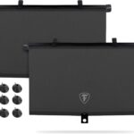 Firestone 2 Pack Retractable Automotive Sunshade Car Window Sunshades - Blocks 99% UV Rays, Lightweight & Compact Car Side Window Shade with Automatic Retract Button, Blocks Glare & Heat, Black