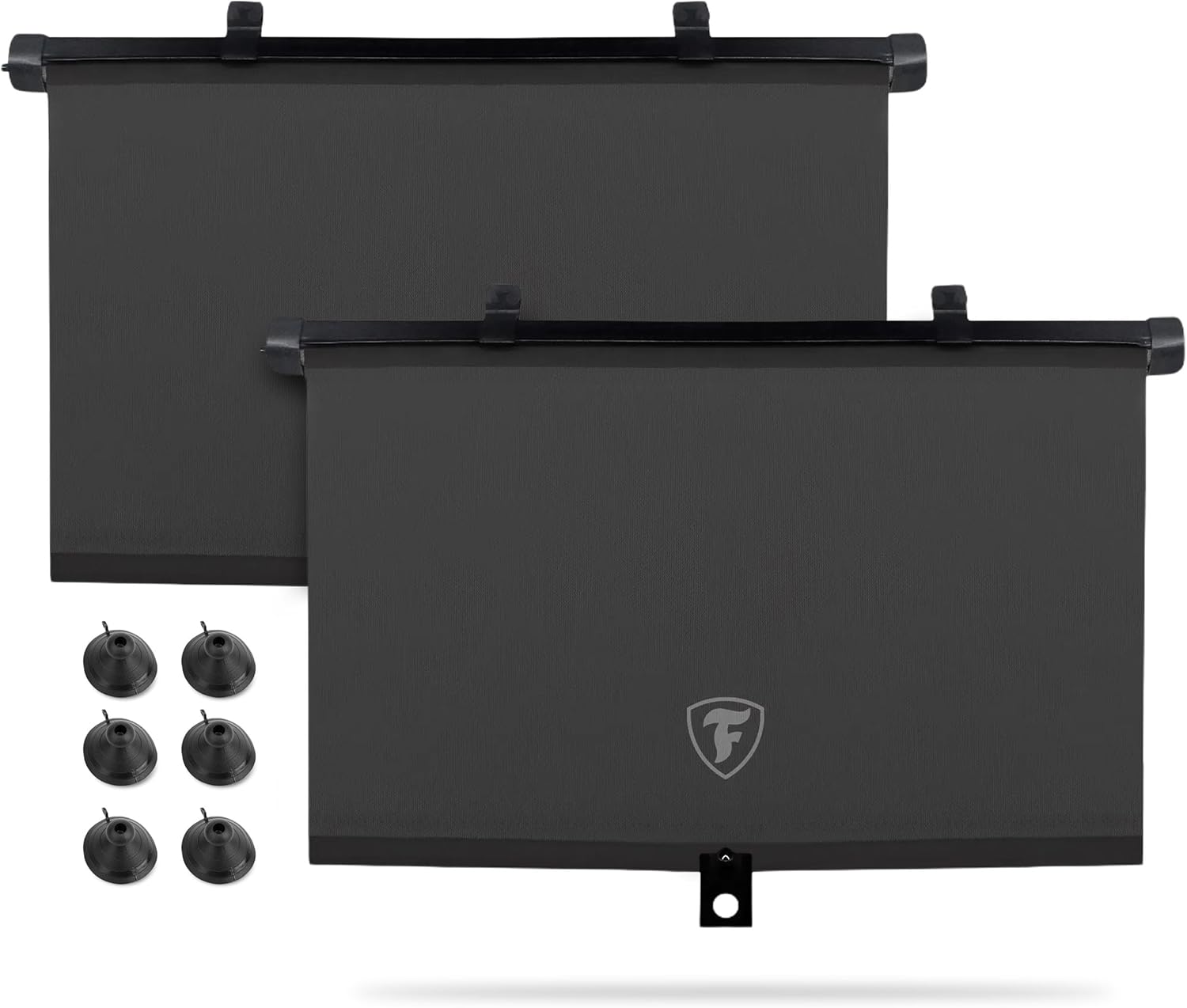 71CuIORUOXL._AC_SL1500_.jpg Firestone 2 Pack Retractable Automotive Sunshade Car Window Sunshades - Blocks 99% UV Rays, Lightweight & Compact Car Side Window Shade with Automatic Retract Button, Blocks Glare & Heat, Black - Image 1