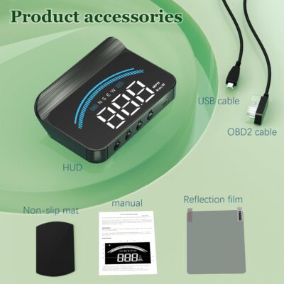 Heads Up Display for Cars M11,Universal OBD+GPS Digital Speedometer Dual System 3.5 Inches HUD with Speed,Water Temperature,Driving Mileage,Overspeed Alarm,Suitable for All Cars - Image 6