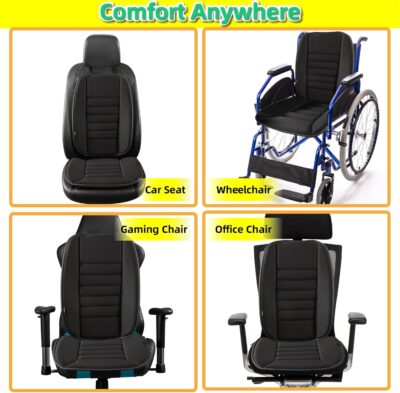 kingphenix Car Seat Cushion with Back Support Pillow: Enhanced Comfort Memory Foam Design for Pain Relief, Ideal for Drivers and Office Use - Ergonomic Lumbar Comfort for Long Sitting - Black - Image 5