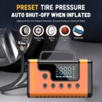 Car Jump Starters with Air Compressor, 5000A Portable Car Battery Booster, Clean Vacuum Cleaner, 12V Lithium Ion Battery Charger, 150PSI Tire Inflator for 8.0L Gasoline and 6.0L Diesel Engines - Image 2