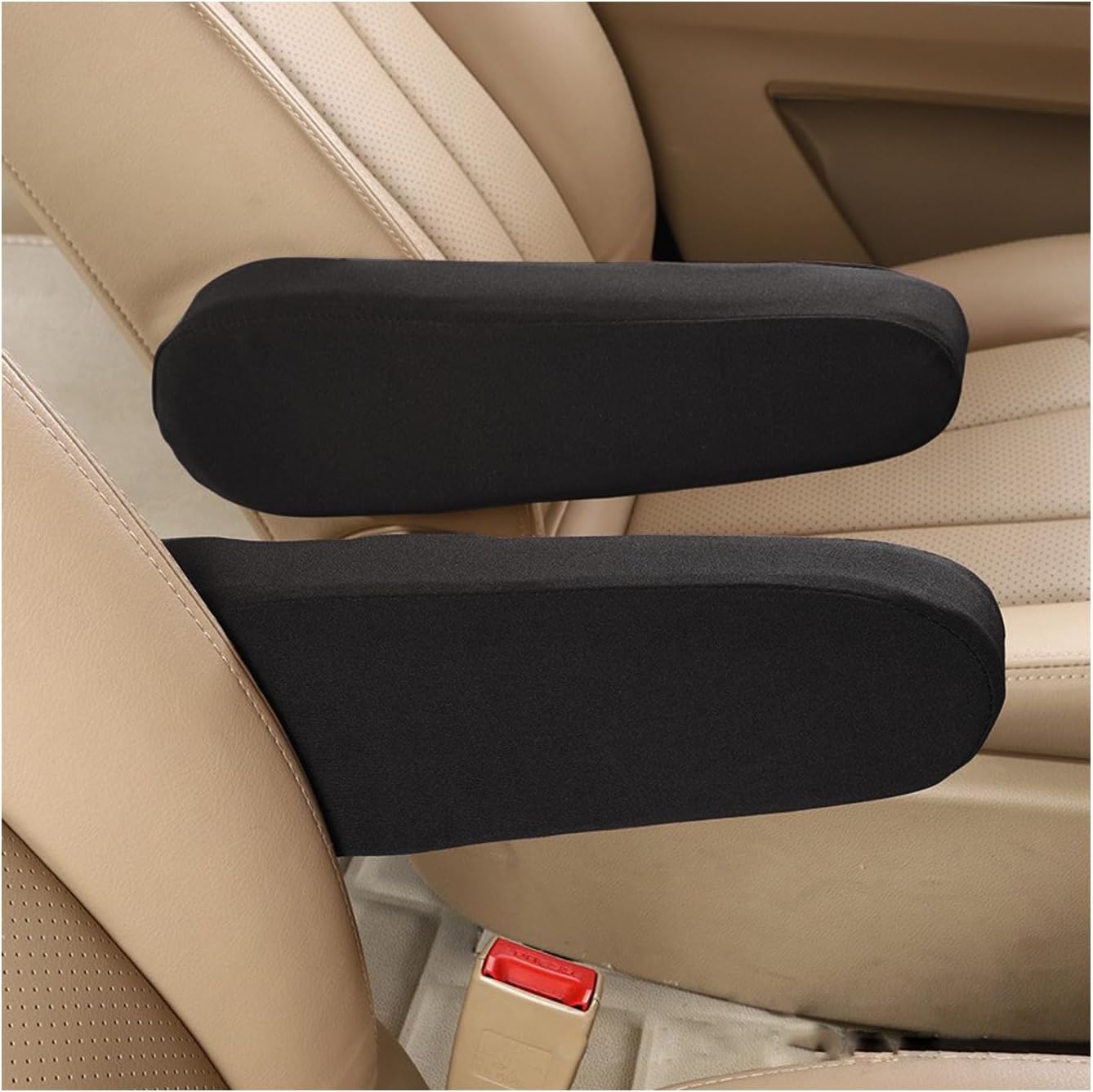 71D1s3W3uFL._AC_SL1500_.jpg Kewucn 2 PCS Car Front Seat Armrest Covers, Elastic Fabric Auto Seat Armrest Protectors, Universal Seat Arm Rest Cover Replacement, Vehicle Interior Decor Accessories (Black) - Image 1