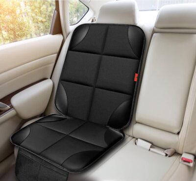 Car Seat Protector 1 Pack Car Seat Cushion Mat Thickest Padding,Waterproof 600D Fabric Car Seat Covers for Non-Slip Backing Mesh Pockets for Baby and Pet (Black, 1 Pc) - Image 6