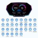 MH Heads Up Display OBD2+GPS Dual System Car HUD Display, OBD2 Gauge Display, Digital Speedometer MPH Driving Overspeed Alarm Trip/Water Temperature/Fuel Consumption for All Vehicle - Image 3