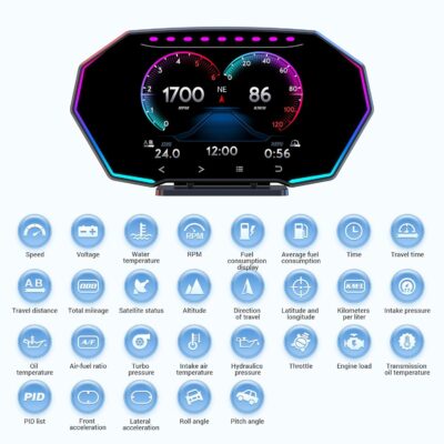 MH Heads Up Display OBD2+GPS Dual System Car HUD Display, OBD2 Gauge Display, Digital Speedometer MPH Driving Overspeed Alarm Trip/Water Temperature/Fuel Consumption for All Vehicle - Image 3