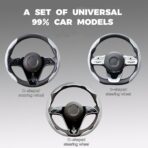 3Pcs Steering Wheel Cover, Car Steering Wheel Cover, Carbon Fiber Car Wheel Cover, Universal Fit, Suitable for 14- to 16-Inch Steering Wheels, Easy Snap-On Installation (Purple) - Image 2