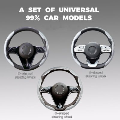 3Pcs Steering Wheel Cover, Car Steering Wheel Cover, Carbon Fiber Car Wheel Cover, Universal Fit, Suitable for 14- to 16-Inch Steering Wheels, Easy Snap-On Installation (Purple) - Image 2