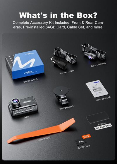 JOMISE 4K Dash Cam Front and Rear with 5Ghz WiFi GPS, Dual Dashcam with 64GB Card, 3" Screen, Night Vision, 24H Parking Mode – Reliable Dash Camera for Family Cars, Rideshare Drivers, and Trucks - Image 9