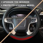 GIANT PANDA Steering Wheel Cover for GMC Sierra Acadia Terrain Yukon(3D Honeycomb-Red-Standard Size) - Image 4