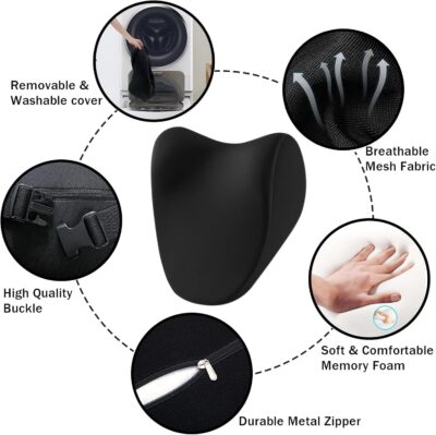 Car Neck Pillow for Driving, car headrest Pillow Head and Neck Rest Pillow for car headrest, Neck Support for car Driving or Traveling or Sleeping of Accessories with Memory Foam - Image 4