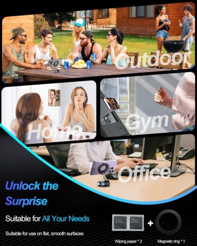 Upgraded Vacuum Magnetic Car Phone Holder for Your Car [120LBS Ultra Suction Cup & 3000gf Magnet] 780° Adjustable Foldable Cell Phone Mount for Magsafe Dashboard Car Bracket Stand for iPhone & Android - Image 9