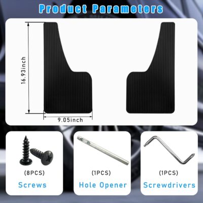 2PCS Car Mud Fender Flaps Splash Guards, Flexible Auto Front and Rear Fender Splash Guards Mud Flaps, Universal Automotive Fender Splash Guards for Car Sedan SUV Truck (Large Black) - Image 2