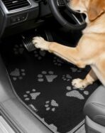 Cute Embroidered Dog Paw Car Floor Mats for Pet Lovers, Universal Fit All Weather Car Mats with Anti-Slip Nibbs Backing, Carpet Floor Mats for Cars, Trucks & Sedans, Full Set of 4 (Gray Paw)