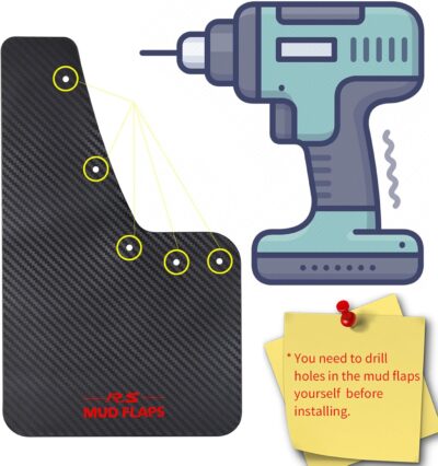 XUKEY 4pcs Black Universal Mudflaps for Car SUV Van Hatchback UTV ATV Front Rear Mud Flaps Splash Guards Fender Flares Mudguard with Hardware 14.17''x 8.27''("R.S MUD Flaps Logo) - Image 6