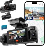 IIWEY N6 360° Dash Cam 4 Channel, 5.8G WiFi-6 (up to 20MB/s) with App, Free 128GB Card, FHD Front & Rear Inside Dash Cam for Car, 8 IR Lights Night Vision, GPS, 24/7 Parking Mode, G-Sensor