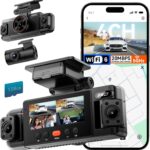 IIWEY N6 360° Dash Cam 4 Channel, 5.8G WiFi-6 (up to 20MB/s) with App, Free 128GB Card, FHD Front & Rear Inside Dash Cam for Car, 8 IR Lights Night Vision, GPS, 24/7 Parking Mode, G-Sensor
