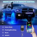 8 Pods RGB LED Rock Lights for Jeeps Trucks Golf Cart ATV UTV RZR SUV Offroad Pickup Car, Waterproof Multicolor Underglow Kit with APP Music Mode Underbody Neon Light Vehicle Underneath Accent 12V - Image 5