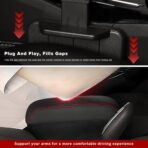 Car Armrest Storage Box with Cup Holder, Adjustable Leather Auto Seat Gap Filler Armrest Extender Pad, Liftable Forearm Wrist Support Center Console Storage Case for SUV Truck (Black & Red) - Image 5