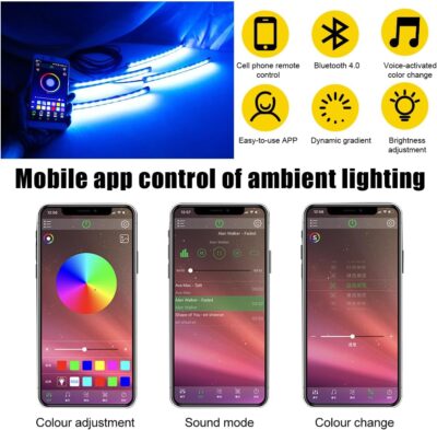 Car Led Interior Lights, RBG 48 LED Multicolor Music Auto Interior Strip Light with APP Control, Waterproof Lighting Lamp Kit Under Dash with Charger, Car Accessories (USB) - Image 4
