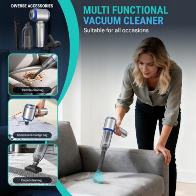 Mini Vacuum Cleaner, 2 in 1 27000PA Brushless Car Vacuum &250000RPM Air Duster 9000mAh Battery Air Blower Wireless Handheld Vacuum for Car,Office and Home (27Kpa) - Image 2