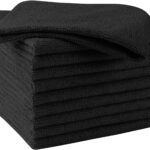 HOMEXCEL Black Microfiber Cleaning Cloths, 10 Pack Microfiber Towels for Cars, Lint & Scratch-Free Cleaning Rags for House, Kitchen and Car 11.5 x 11.5 inch