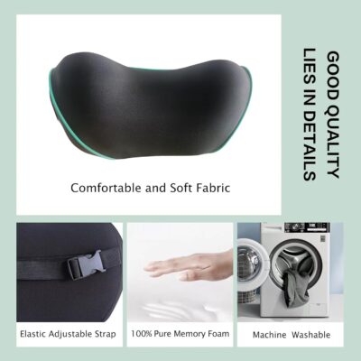 Really Soft Car Headrest Pillow, Car Pillow for Driving with Adjustable Strap, 100% Memory Foam Neck Pillow, Breathable Removable Cover & Ergonomic Design - Travel Car Neck Pillow(Lightblue Side Rope) - Image 3
