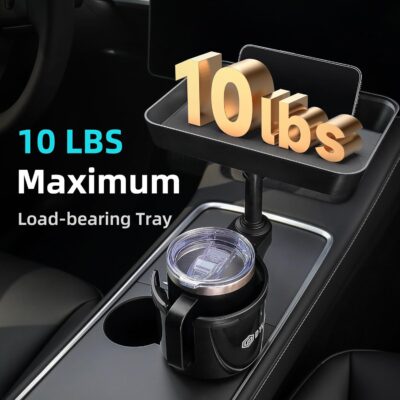 DYLEN Car Cup Holder Tray, Cup Holder Expander Adapter for Car, 9.5” Detachable Car Food Tray Table for Eating, Road Trip Essentials Fits Yeti, Hydro Flask 16-46 oz - Image 3