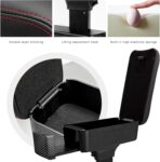 Car Armrest Storage Box with Cup Holder, Adjustable Leather Auto Seat Gap Filler Armrest Extender Pad, Liftable Forearm Wrist Support Center Console Storage Case for SUV Truck (Black & Red) - Image 4