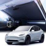 2026 Upgraded Nmoiss Car Windshield Sun Shade [Dot Matrix Reflective Coating] Extended Edge No Light Leakage Design Cooling Protect Car Interior from UV Damage Small