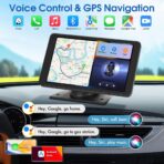 Portable Carplay Screen for Car, 7" HD Touchscreen for Car with Backup Camera/Mirror Link/Bluetooth/Voice Control/GPS/AUX/FM Satellite Radio for All Vehicles. - Image 6
