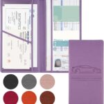 JUSTTOP 1Pack Car Registration and Insurance Holder,Car Document Holder for Cards License with Magnetic Shut,Vehicle Glove Box Car Organizer for Documents, Cards, License(Purple)