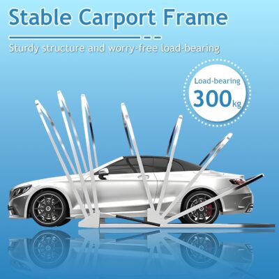 Heavy Duty Carport, Semi-Automatic Retractable Garage, Stainless Steel Folding Car Port, Portable Outdoor Car Tent, for Parking Lot, Yard, Garden, Grey, All Weather Proof, 5.5 * 2.5 * 2.3m - Image 3