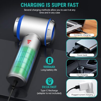 Mini Vacuum Cleaner, 2 in 1 27000PA Brushless Car Vacuum &250000RPM Air Duster 9000mAh Battery Air Blower Wireless Handheld Vacuum for Car,Office and Home (27Kpa) - Image 4