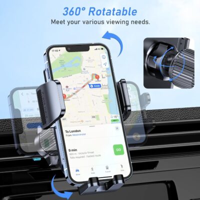Blukar Car Phone Holder Mount, Super Stable Air Vent Cell Phone Car Mount with 2025 Metal Hook Clip, 360° Rotation,One Button Release for iPhone, Galaxy, Google, and All Other Smartphones - Image 5