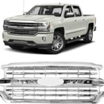 Front Bumper Upper Grille Chrome Grill Fit For 2016 2017 2018 Chevrolet Silverado 1500 Replacement for 84134045,84602489 (Chrome)