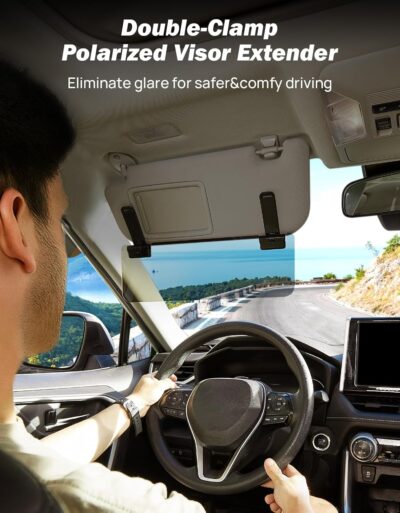 JOYTUTUS Sun Visor Extender for Cars, Polarized Sun Visor Extender Universal Sun Blocker UV400, Adjustable Visor Extension for Car Visor,Double-Clip,Anti Glare Stray Light - Image 7