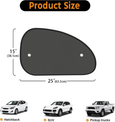 2026 New Upgrade Car Window Shades for Side Window 25"X15"(2 Pack),Car Window Shade for Baby Suction Cup,Sun Shade Side Window Can Blocks 99.98% UVR - Image 2