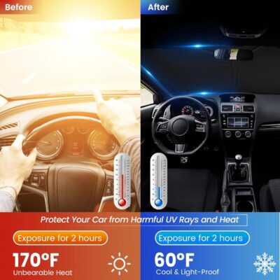 Windshield Sun Shade - Windshield Sun Shade Foldable Offers Ultimate Protection for Car Interior UV Protection Car - Image 3