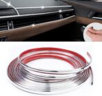 16Ft Chrome Car Trim Strip, Self-Adhesive Automotive Exterior and Interior Side Body Moulding, 1/4 inch (6mm) Scratch-Proof Silver DIY Accessories for Decorate Bumper Door Window
