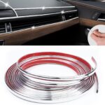 16Ft Chrome Car Trim Strip, Self-Adhesive Automotive Exterior and Interior Side Body Moulding, 1/4 inch (6mm) Scratch-Proof Silver DIY Accessories for Decorate Bumper Door Window