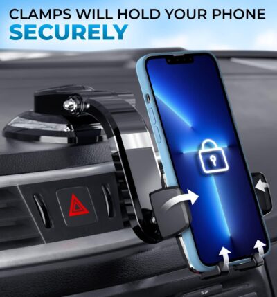 Bestrix SmartClamp Car Phone Mount | Dashboard Cell Phone Car Phone Holder Compatible with iPhone 13 12 11 Pro, Xr, Xs, XS MAX,XR,X, Galaxy S20 Note 20 Ultra & All Smartphones - Image 6