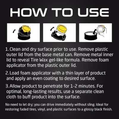 Formula 1 Tire Wax - Long Lasting Tire Gel for Black Glossy Tires, Water Resistant, Restores Plastic Trim, Foam Applicator Included, 10oz - Image 4