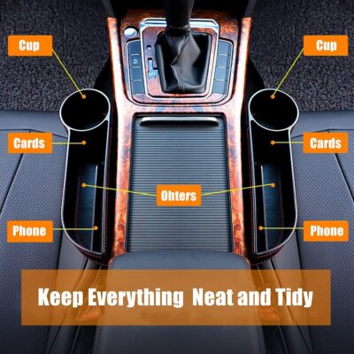 Car Seat Gap Filler Organizer Between Front seat car Organizer and Storage Box, Auto Premium PU Leather Console with Cup Holder, Car Pocket for Interior Essentials (for Driver Side) - Image 2