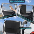 Car Sun Shade Side Window, 2 Pcs Blackout Car Window Shade for Baby Privacy with Storage Net Pockets Auto Curtains 7 Suction Cups for Heat/UV Protection Sun Block Covers - Image 6