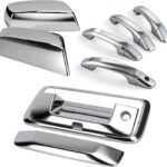 Chrome Door Handle Covers+Top Half Mirror Covers+Tailgate Cover (with Camera Hole) Compatible with Chevrolet Silverado GMC Sierra 1500 2500 3500 2014-2018 - Not for Towing Mirror