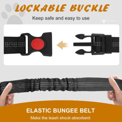 Double Dog Seat Belt, Steel Cable Chew Proof Dog Car Accessories Headrest Restraint Dog Car Seatbelt for Medium Large Dogs Chewer Heavy Duty 2 Dogs Dog Seatbelts Connect Harness in Vehicle - Image 5