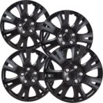 OxGord 16" Inch Hubcap Wheel Covers - (Set of 4) Hub Caps for Standard Steel Rims - Snap-on (Ice Black)