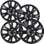 OxGord 16" Inch Hubcap Wheel Covers - (Set of 4) Hub Caps for Standard Steel Rims - Snap-on (Ice Black)